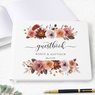 Livre D'or Mariage ou autre, rose pâle et bourgogne