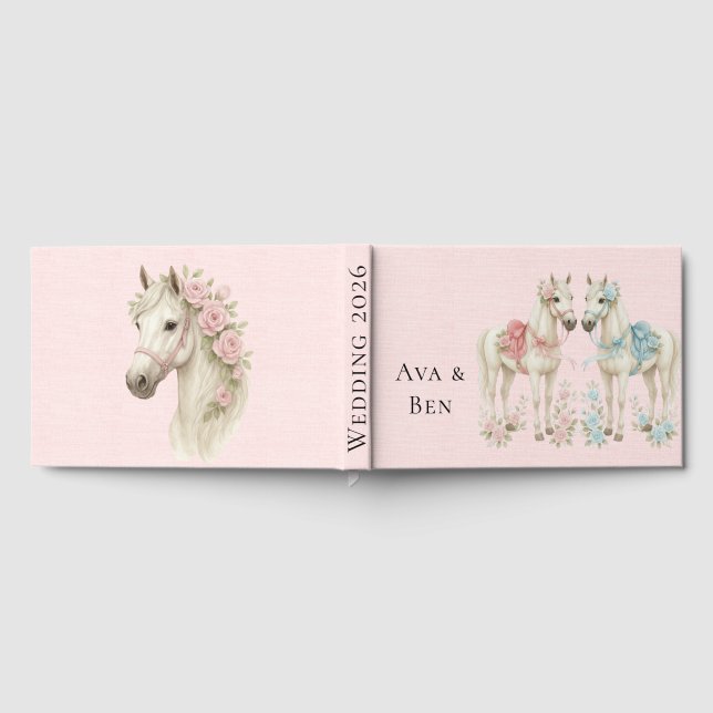 Livre D'or Mariage Pastel Pink & White Horse (Complet)