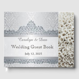 Livre d'or mariage personnalisable en argent et bl