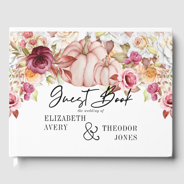 Livre D'or Mariage personnalisé Automne rose Bourgogne Citrou (Recto)