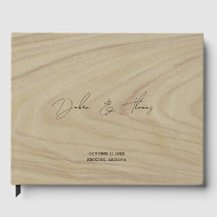 Livre D'or Mariage Personnalisé Moderne Minimaliste Faux Bois