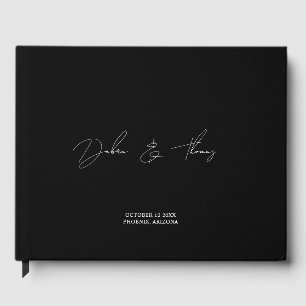 Livre D'or Mariage Personnalisé Moderne Minimaliste Noir Blan