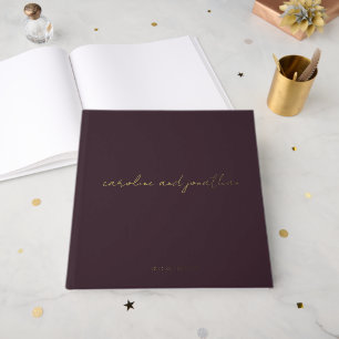 Livre D'or Mariage Personnalisé Nom Dark Plum Élégant