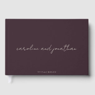 Livre D'or Mariage Personnalisé Nom Foncé Plum Élégant