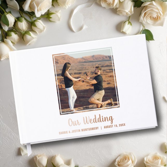Livre D'or Mariage photo (Wedding guest book features your photo with details in real foil, silver, gold or rose gold)