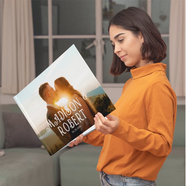 Livre D'or Mariage photo Boho Hot rose Fleur sauvage (Front)