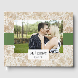 Livre D'or Mariage photo Burlap et Lace Green