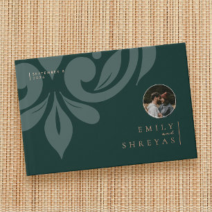 Livre D'or Mariage photo classique minimal Damask Phthalo ver