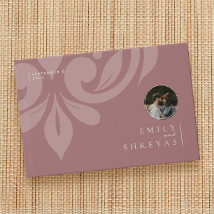 Livre D'or Mariage Photo Classique Minimaliste Damask Rose Ta