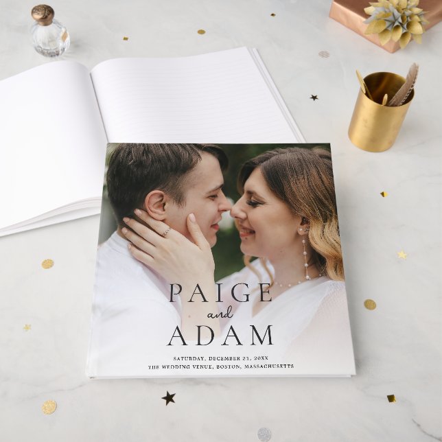 Livre D'or Mariage Photo Éditorial Moderne (Recto ouvert)
