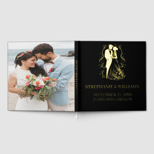 Livre D'or Mariage photo Feuille Black and Gold