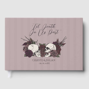 Livre D'or Mariage Photo Gothique Douce Mauve Crânes et Roses