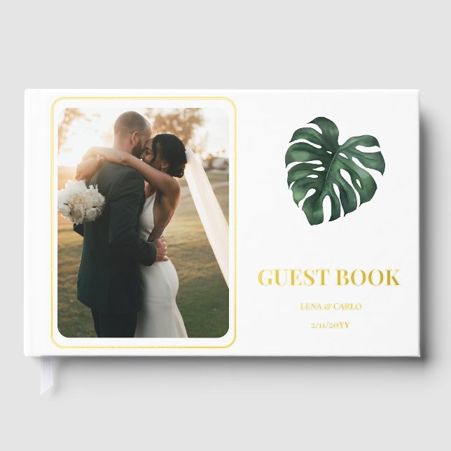 Livre D'or Mariage Photo Green Leaf Monstera Mariage (Recto)
