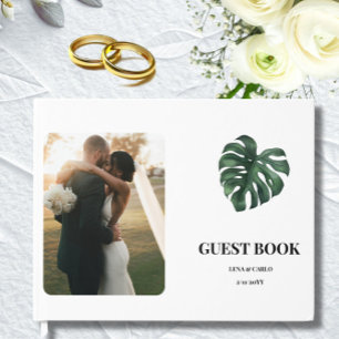 Livre D'or Mariage Photo Green Leaf Monstera Mariage