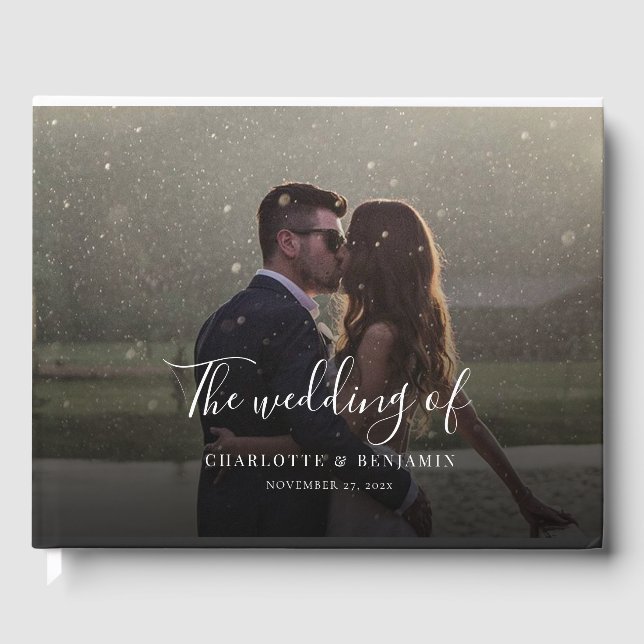 Livre D'or Mariage photo manuscrit de script moderne (Recto)