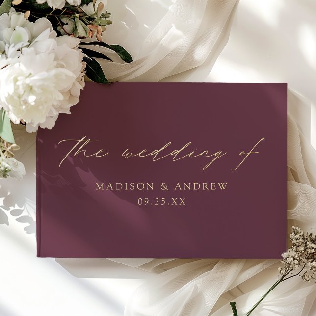 Livre D'or Mariage photo moderne élégant Script violet (Créateur téléchargé)