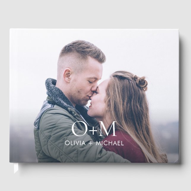 Livre D'or Mariage photo simple et moderne Monogramme (Recto)