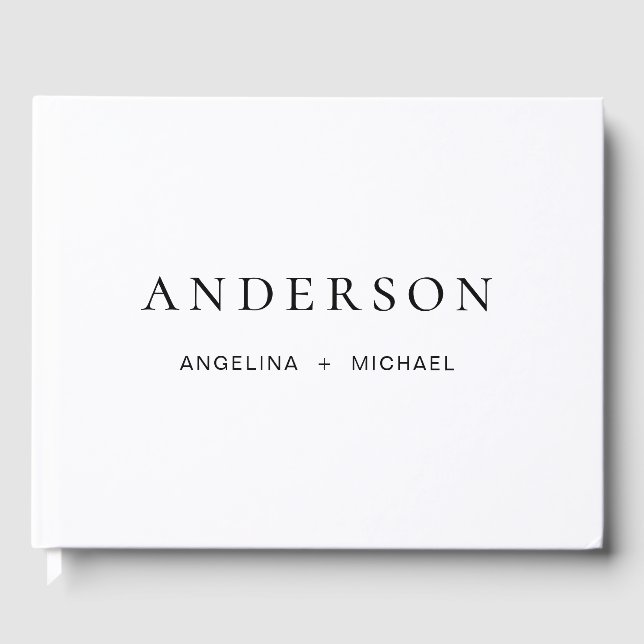 Livre D'or Mariage photo simple noir et blanc élégant (Recto)