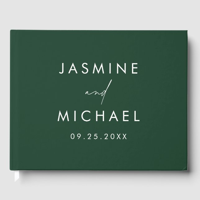 Livre D'or Mariage Photo Vert Moderne (Recto)
