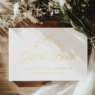 Livre D'or Mariage photo vintage Elegance Gold Foil Bow