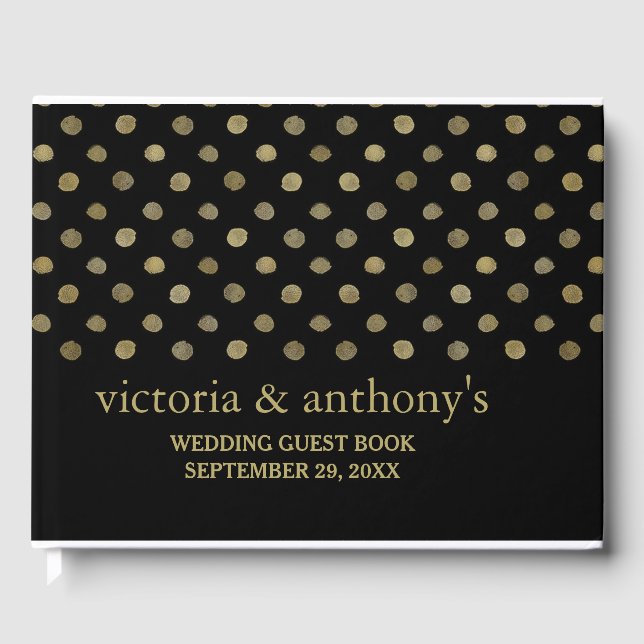 Livre D'or Mariage Pois moderne Black & Gold (Recto)