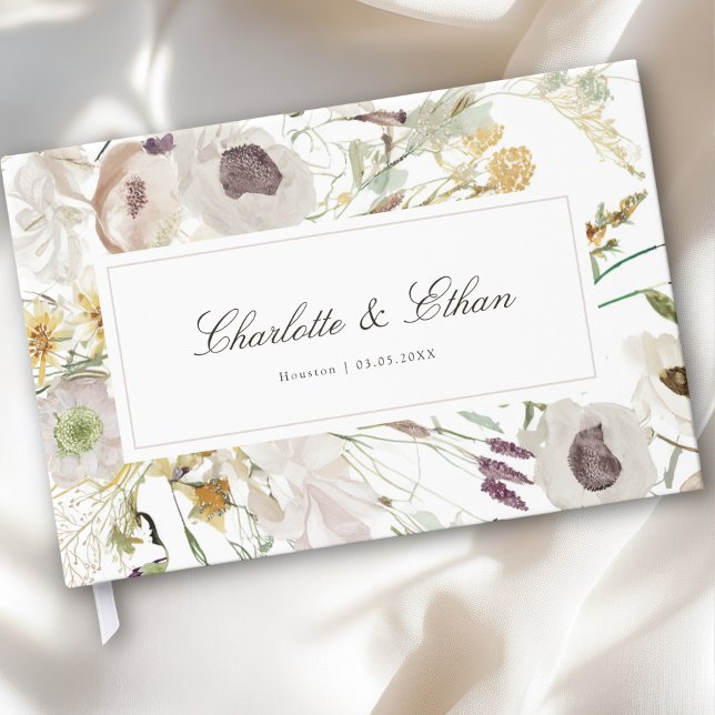 Livre D'or Mariage Printanier Moderne (Modern Spring Boho Floral Watercolor Wedding Guest Book)