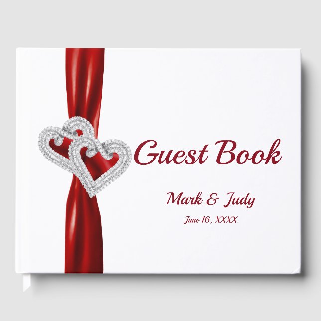 Livre d'or Mariage Red Diamond Hearts (Recto)