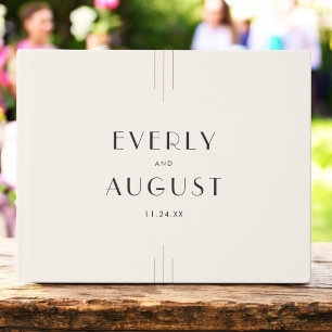 Livre D'or Mariage rétro Art Déco ivoire or noir EVERLY