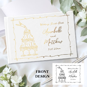 Livre D'or Mariage Rétro Fantaisiste Dessiné à la Main