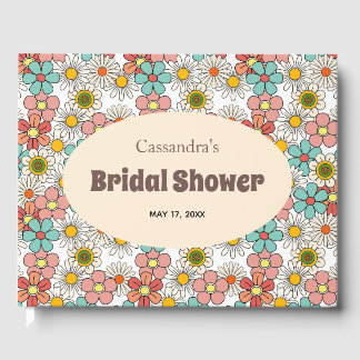 Livre D'or Mariage rétro hippie groovy fleurs 