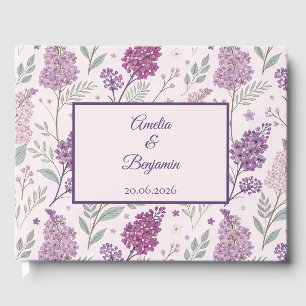 Livre D'or Mariage Romantique de Jardin aux Lilas Vintage