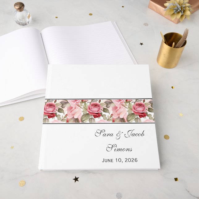 Livre D'or Mariage rose (Recto ouvert)