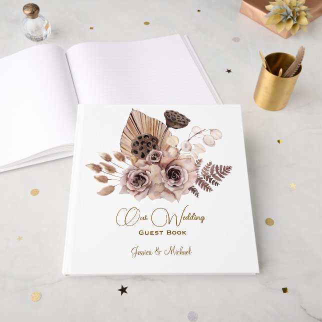 Livre D'or Mariage Rose de couleur douce (Recto ouvert)