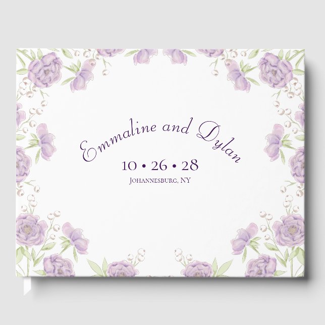 Livre D'or Mariage Rose Pourpre Lavande (Recto)