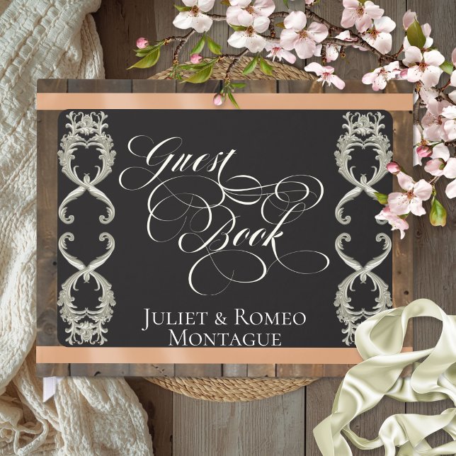 Livre D'or Mariage Ruban & Cœur - Pêche (Créateur téléchargé)