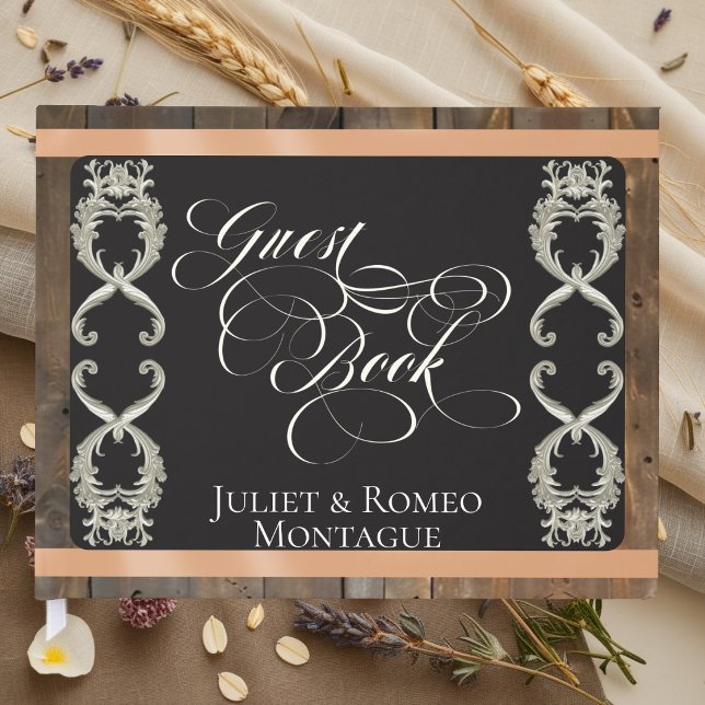 Livre D'or Mariage Ruban & Cœur - Pêche (Créateur téléchargé)