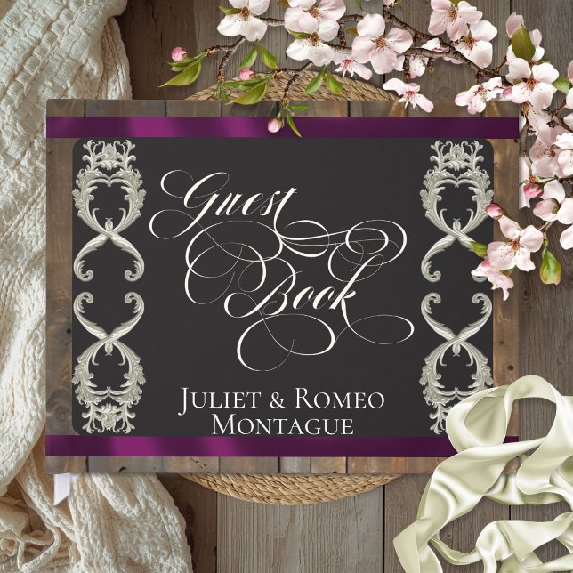 Livre D'or Mariage Ruban & Cœur - Prune (Créateur téléchargé)