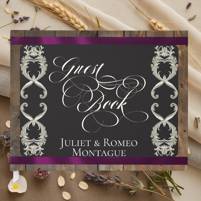 Livre D'or Mariage Ruban & Cœur - Prune (Créateur téléchargé)