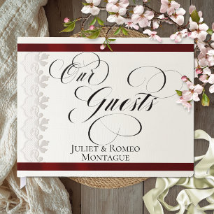 Livre D'or Mariage Ruban & Dentelle - Bordeaux