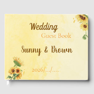 Livre D'or Mariage Rustique au Tournesol Jaune Romantique