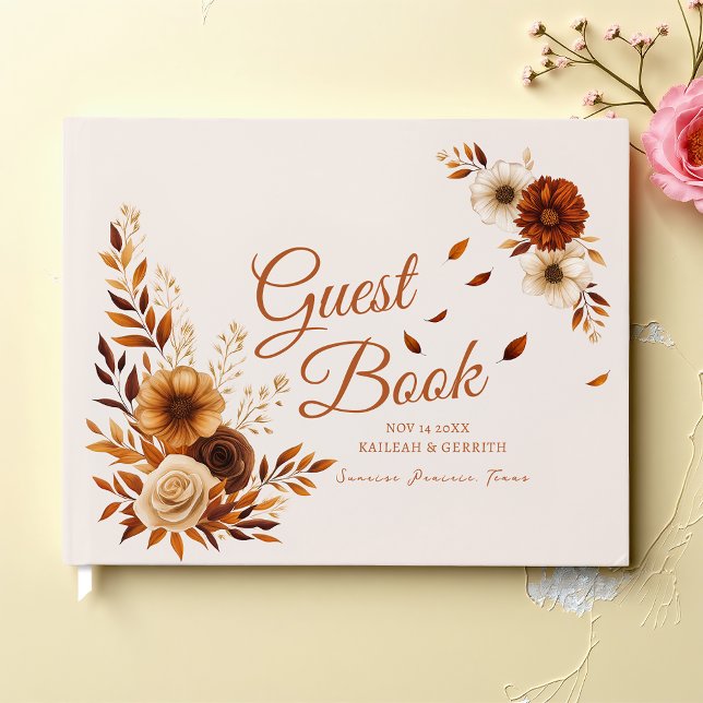 Livre D'or Mariage rustique aux feuilles d'automne couleur te (Créateur téléchargé)