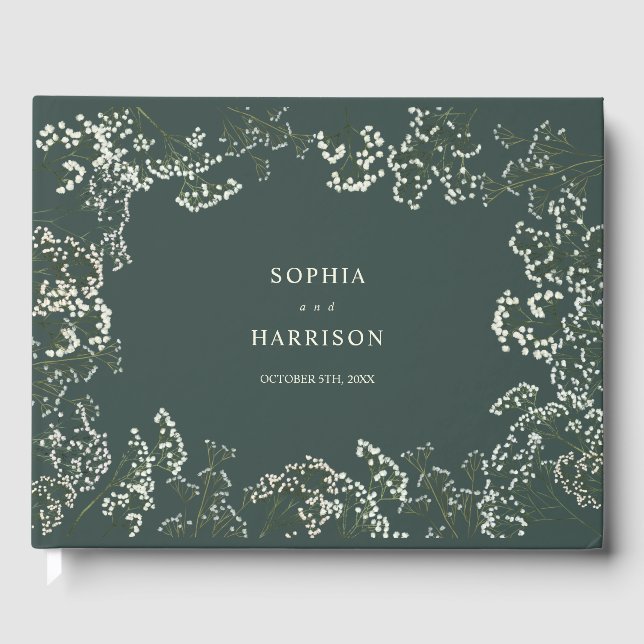 Livre D'or Mariage Rustique de la respiration de bébé vert (Recto)