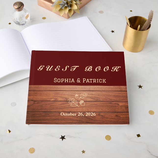 Livre D'or Mariage rustique élégant (Recto ouvert)
