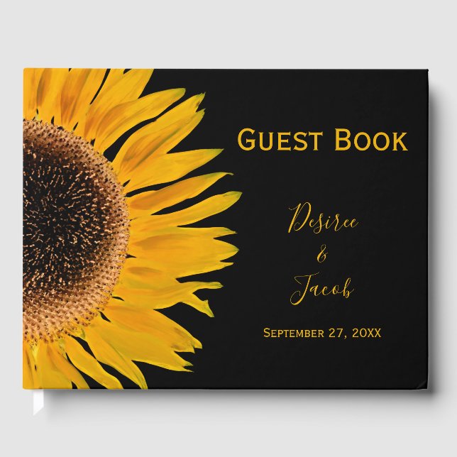 Livre D'or Mariage rustique Elegant Jaune Tournesol Noir (Recto)
