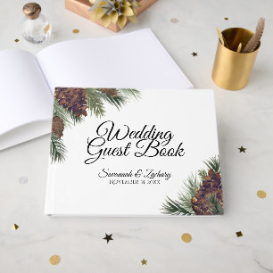 Livre D'or Mariage Rustique Pinecones et Bouges de pin
