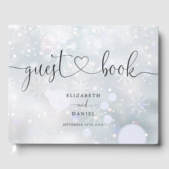Livre D'or Mariage Script de flocons de neige d'hiver (Recto)