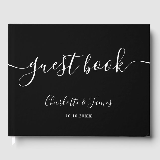 Livre D'or Mariage Script Signature Noir Et Blanc (Recto)