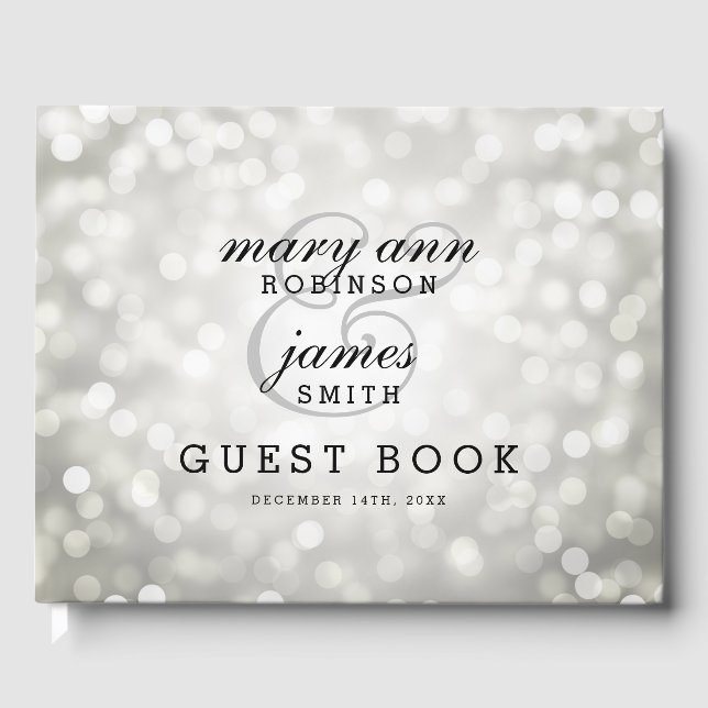 Livre d'or mariage Silver Bokeh Lights (Recto)