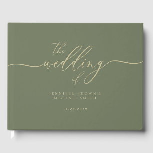 Livre D'or Mariage Simple Gold Sage green Signature Party