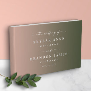 Livre D'or Mariage simple Hunter Green & Blush Pink Ombre